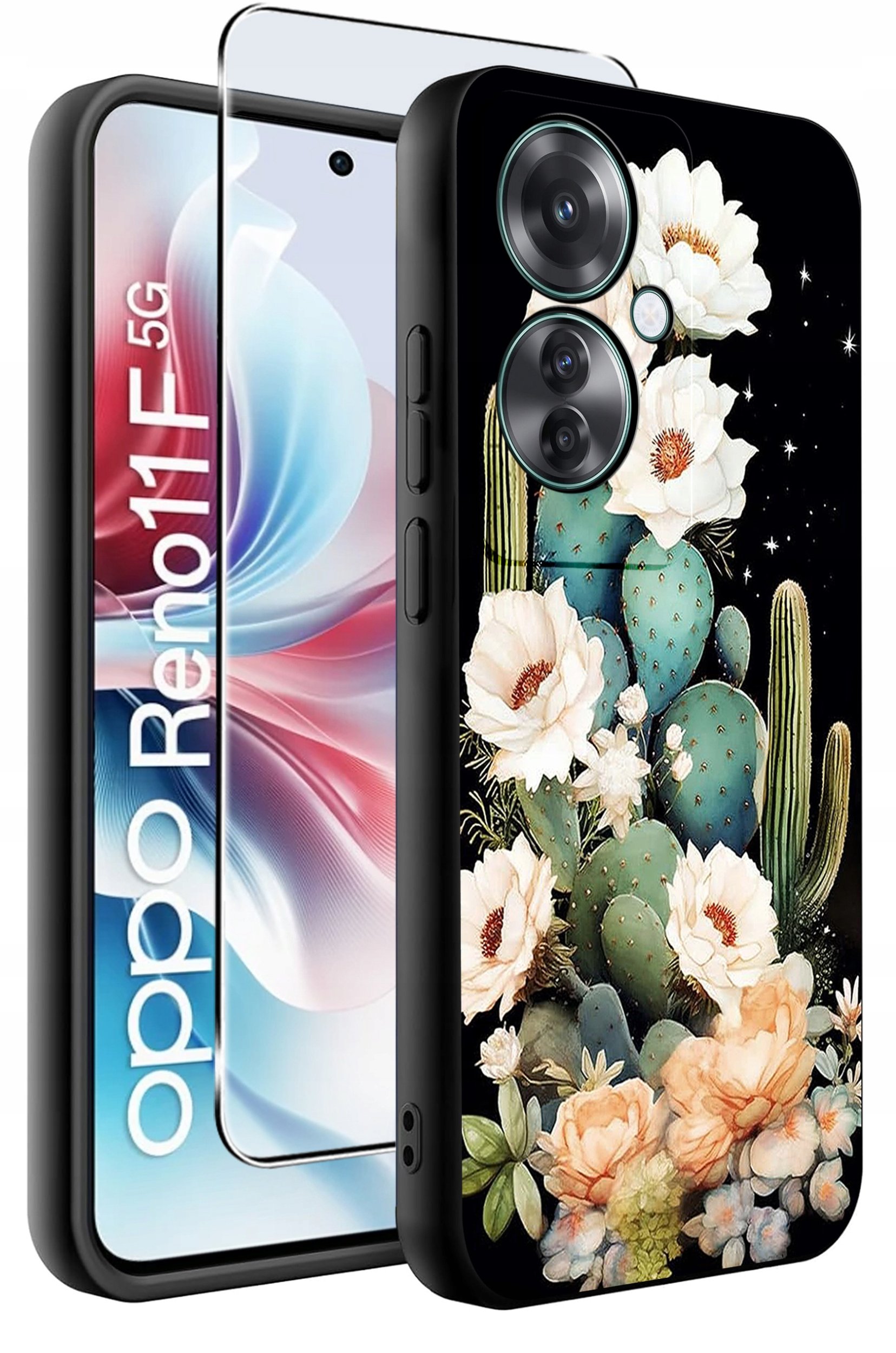 ETUI do Oppo Reno11 F 5G WZORY | SILIKONOWE MATT CASE + SZKŁO HARTOWANE 9H