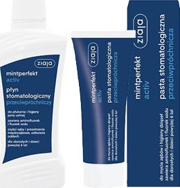 Ziaja Mintperfekt przeciwpróchniczy płyn 500ml + pasta 75 ml uniwersalny
