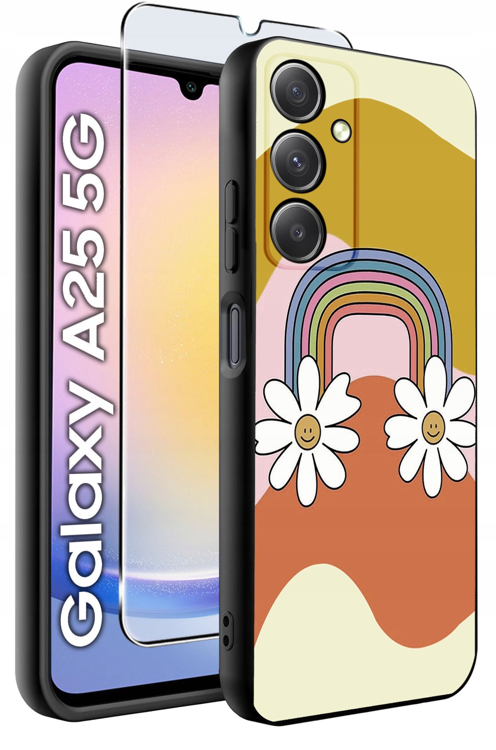 ETUI do Samsung A25 5G WZORY | SILIKONOWE MATT CASE + SZKŁO HARTOWANE 9H