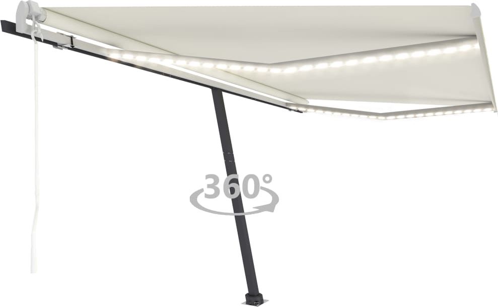 vidaXL Automatycznie zwijana markiza, LED i czujnik wiatru, 400x300 cm