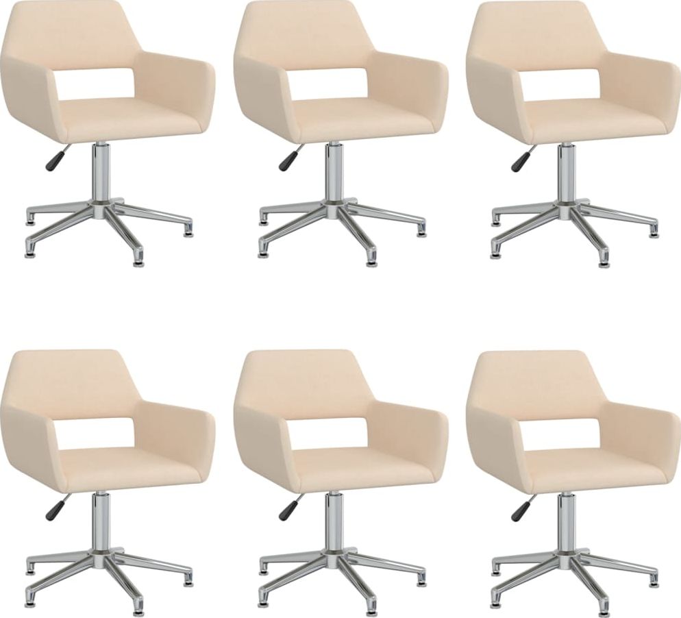 vidaXL Obrotowe krzesła stołowe, 6 szt., kremowe, obite tkaniną