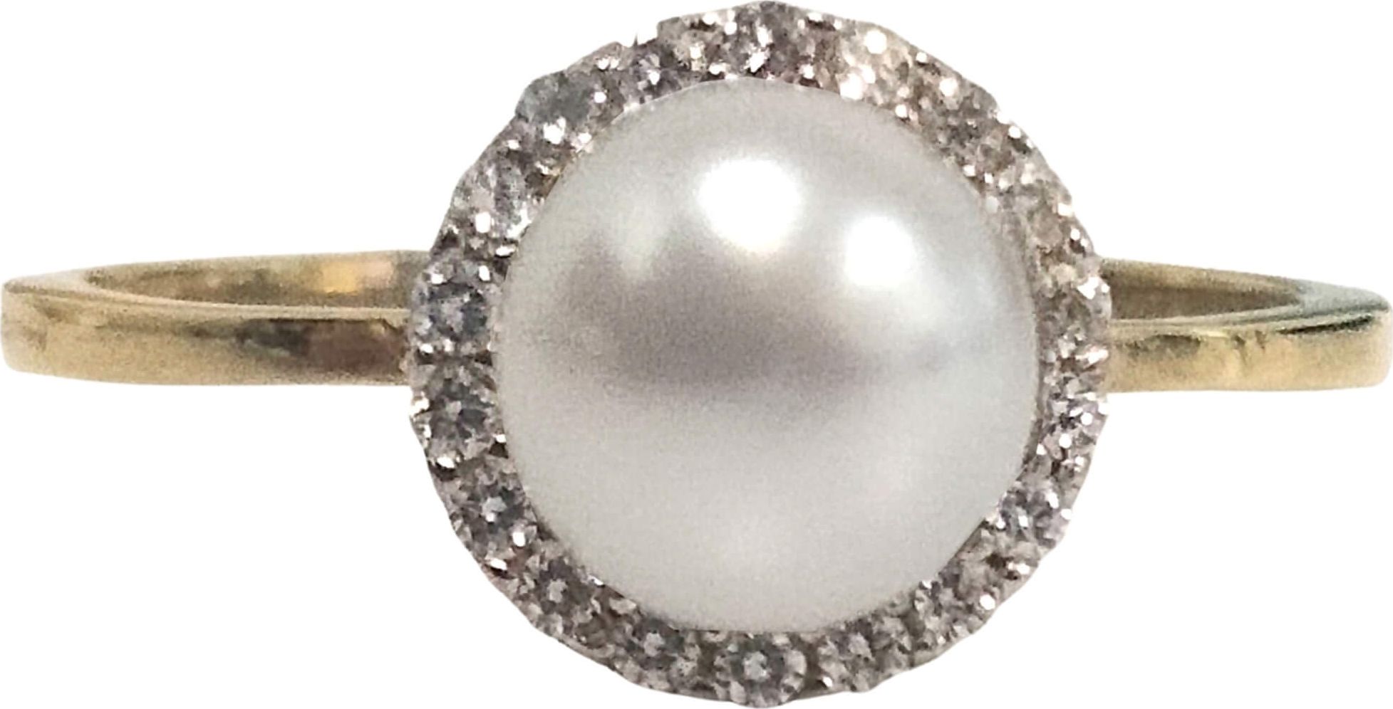 Lovrin Złoty pierścionek 333 z perłą i cyrkoniami 10r