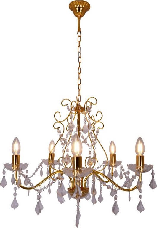 Lampa wisząca Nave Polska Pałacowy żyrandol glamour Lucia świecznikowy złoty crystal