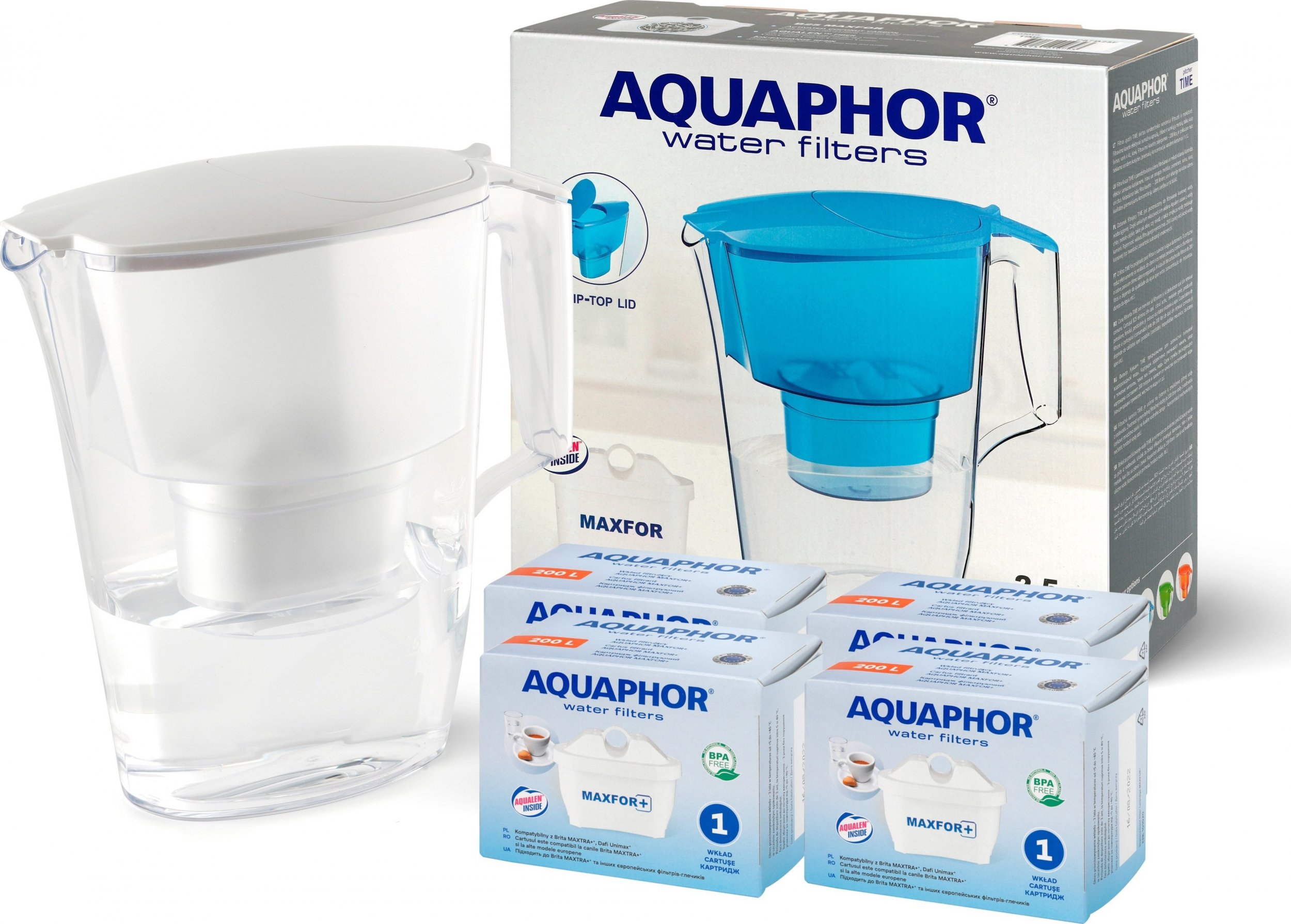 Dzbanek filtrujący Aquaphor DZBANEK FILTRUJĄCY AQUAPHOR TIME + 4 WKŁADY B100-25/B25 MAXFOR+