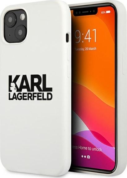 Karl Lagerfeld Etui Karl Lagerfeld KLHCP13MSLKLWH Apple iPhone 13 Silicone Stack Logo biały/white