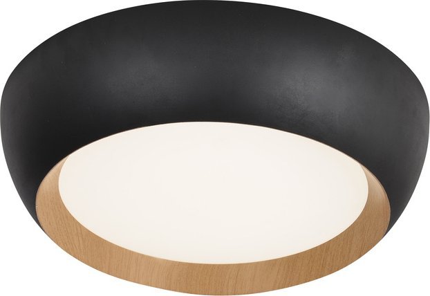 Lampa sufitowa Candellux abruzzo lampa sufitowa plafon czarno drewniany klosz biały 14-24121