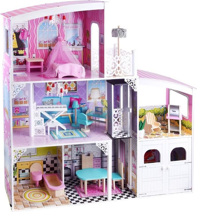 Jokomisiada Wielki Domek dla lalek z garażem meble (ZA3561)