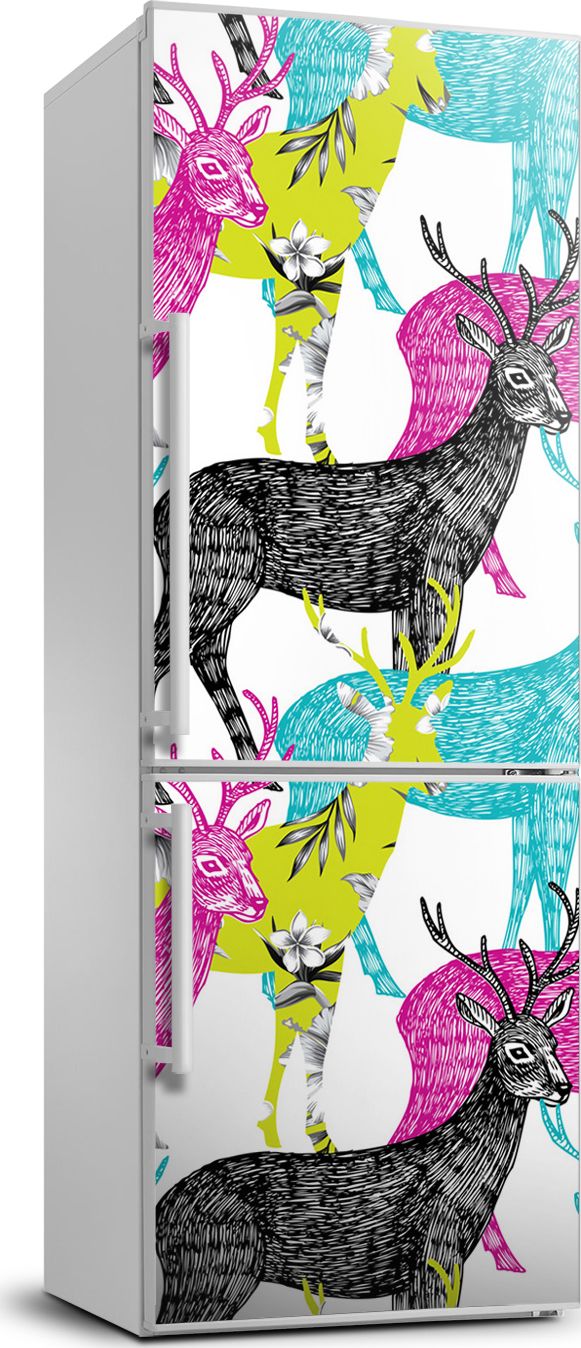 Tulup Naklejka samoprzylepna na lodówkę 70x190 cm Kolorowe jelenie