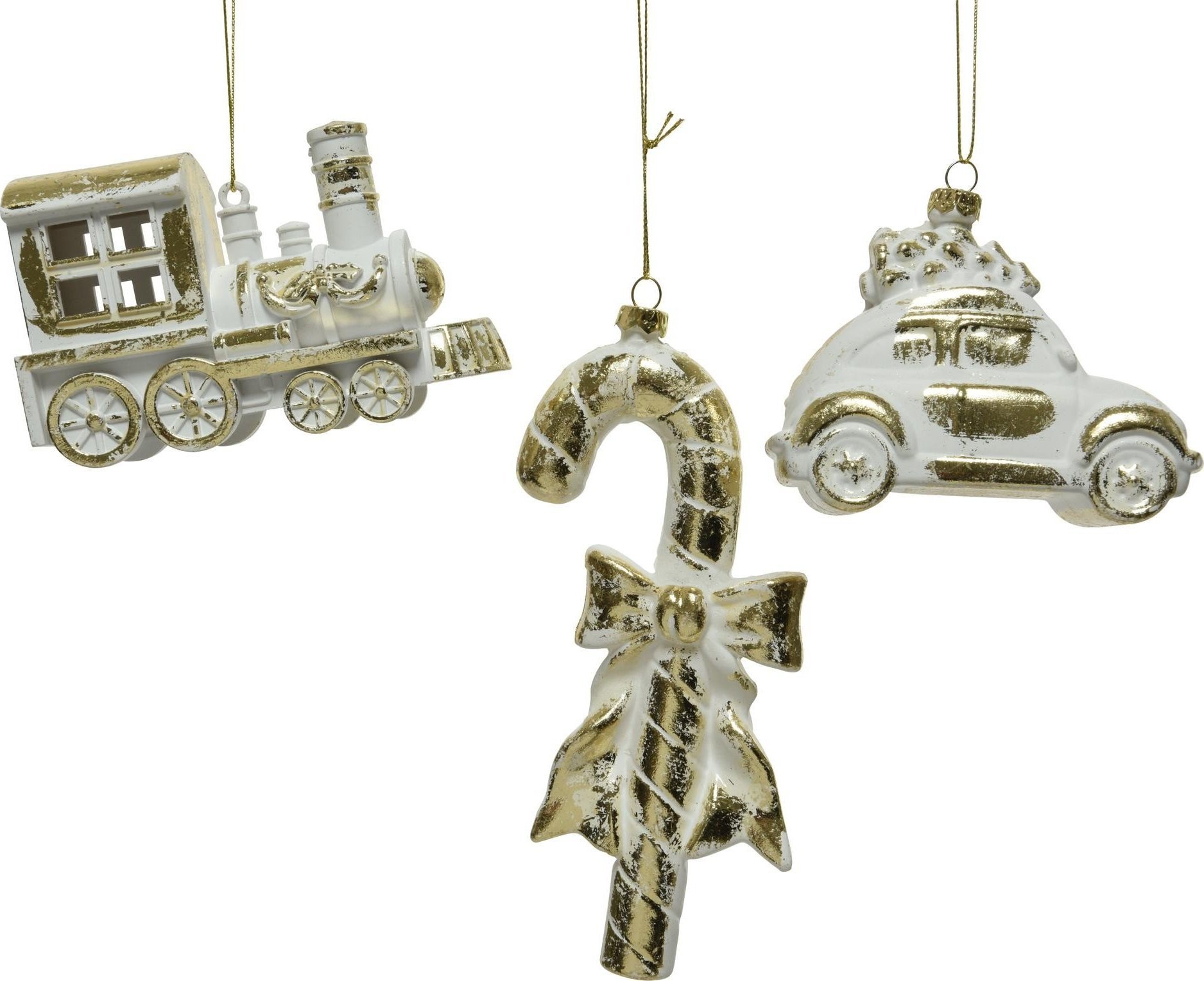 Zawieszka na choinkę złota oprószona śniegiem