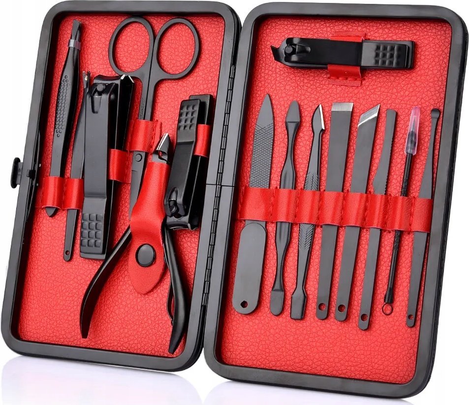 LeanToys Zestaw 16 Przyborów Przybornik Do Manicure Pedicure Paznokci CążkiI Obcinacz