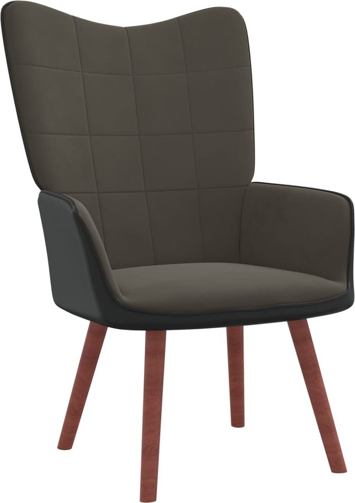 vidaXL Fotel, ciemnoszary, obity aksamitem i PVC