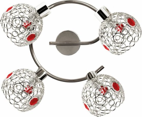 Lampa sufitowa Candellux LAMPA ARON SPIRALA 4X40W G9 CHROM KRYSZTAŁ CZERWONY (98-12265) Candellux