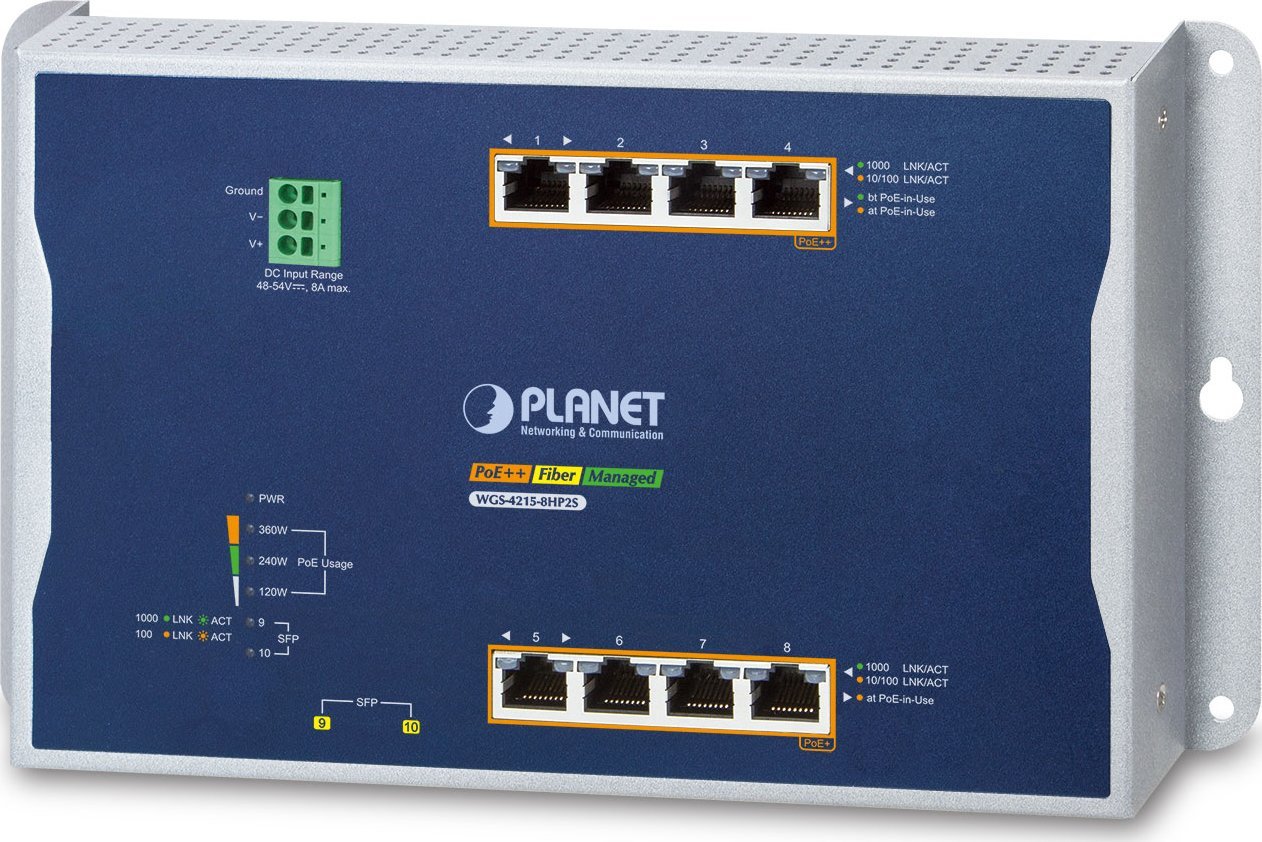 Switch Planet PLANET IP30, IPv6/IPv4, 4-Port Zarządzany L2/L2+ Gigabit Ethernet (10/100/1000) Obsługa PoE Niebieski, Szary