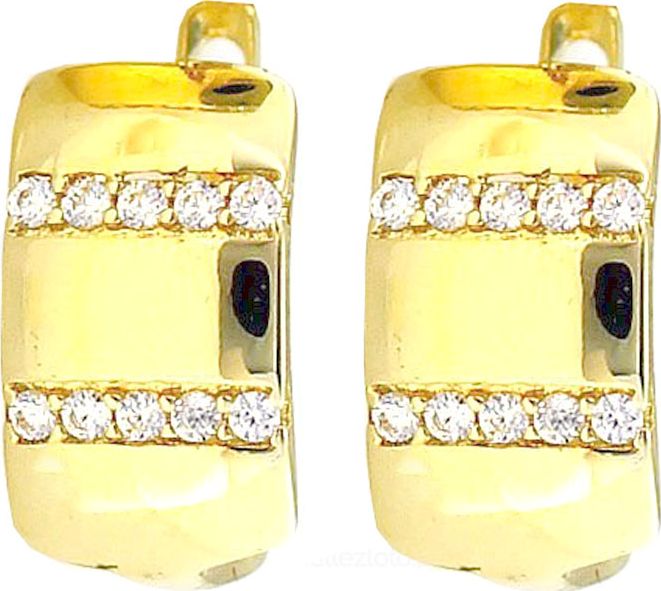 Lovrin ZŁOTE KOLCZYKI 585 BLASZKI Z CYRKONIAMI GRAWER