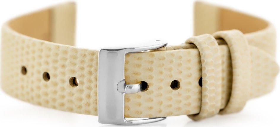 Pasek skórzany do zegarka W107 - beżowy/sr. 18mm