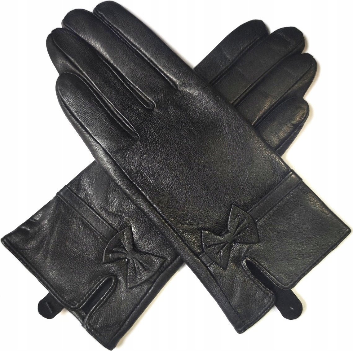 Anagre SKÓRZANE RĘKAWICE DAMSKIE KOKARDA2 CZARNE XL