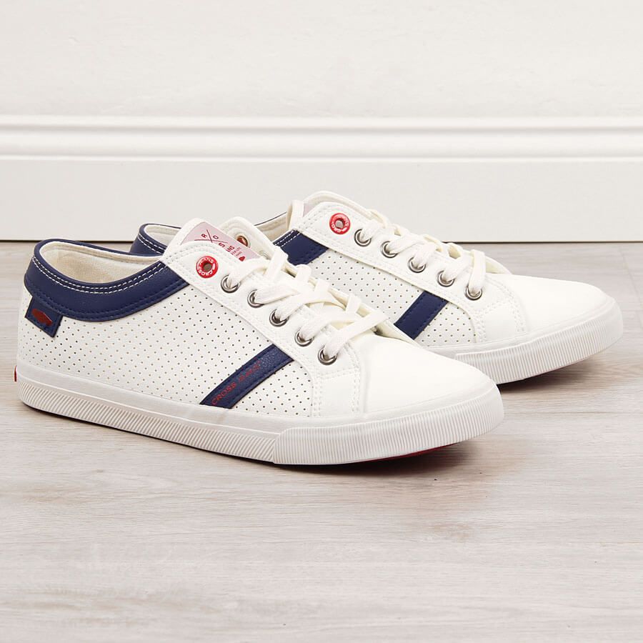 Cross Jeans Trampki męskie niskie eko skóra białe Cross Jeans II1R4005C 45