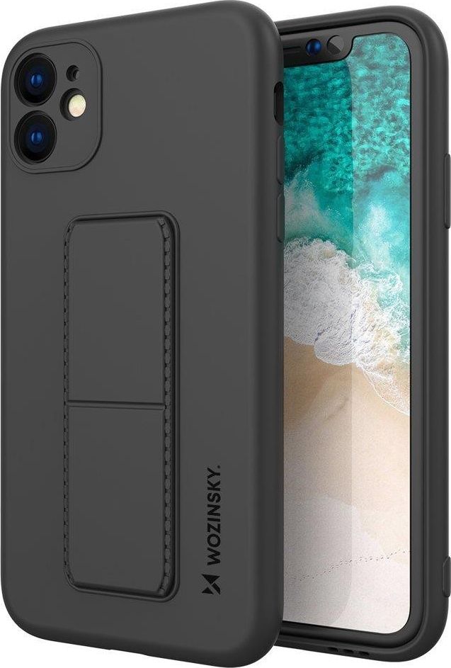 Wozinsky Wozinsky Kickstand Case elastyczne silikonowe etui z podstawką Samsung Galaxy A51 5G / Galaxy A51 czarny