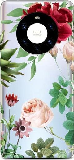CaseGadget CaseGadget ETUI NADRUK CZERWONA RÓŻA NA BIAŁYM HUAWEI MATE 40 PRO
