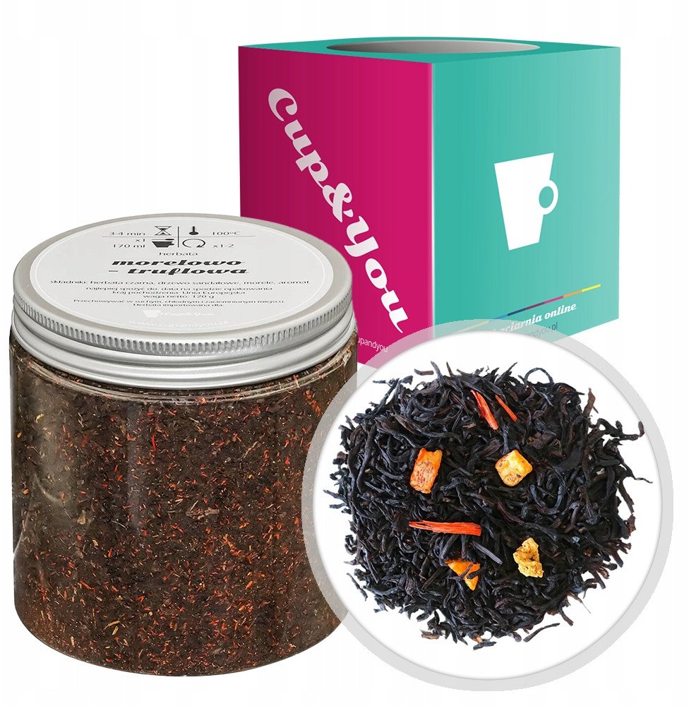 Herbata czarna MORELOWO TRUFLOWA morele drzewo sandałowe 120g - sypana liściasta herbata PREMIUM Cup&You