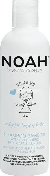 Noah Vaikiškas plaukų šampūnas su pienu ir cukrumi ilgiems plaukams Noah 250 ml
