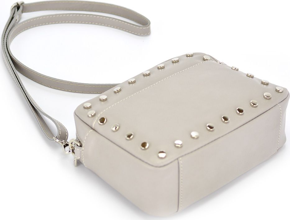 Vera Pelle Torebka skórzana vp661 jasny szary Nie dotyczy