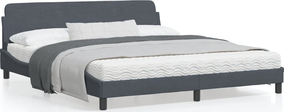 vidaXL Rama łóżka z zagłówkiem, ciemnoszara, 180x200 cm, aksamitna