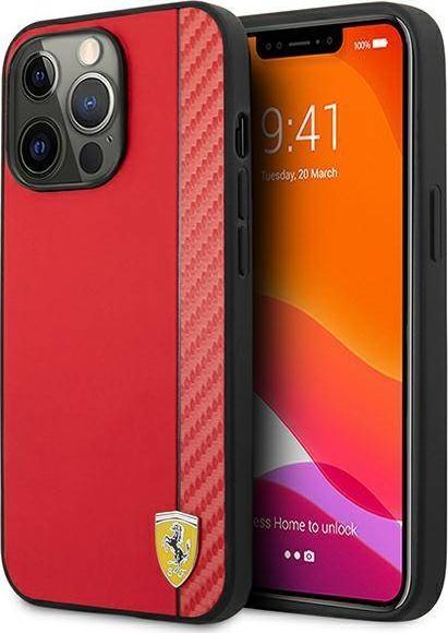 Ferrari Ferrari FESAXHCP13LRE iPhone 13 Pro/13 6,1" czerwony/red hardcase On Track Carbon Stripe