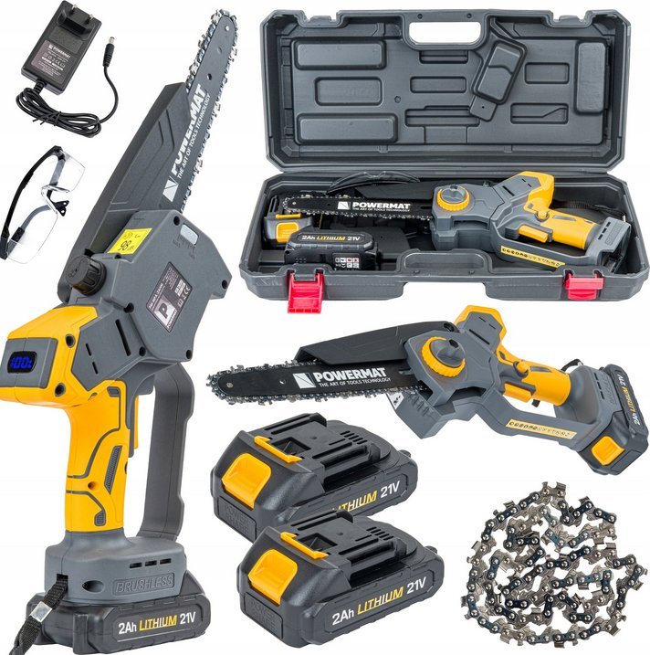 PIŁA ŁAŃCUCHOWA AKUMULATOROWA GAŁĘZIÓWKA MINI PILARKA 2x AKU 2AH ŁAŃCUCH