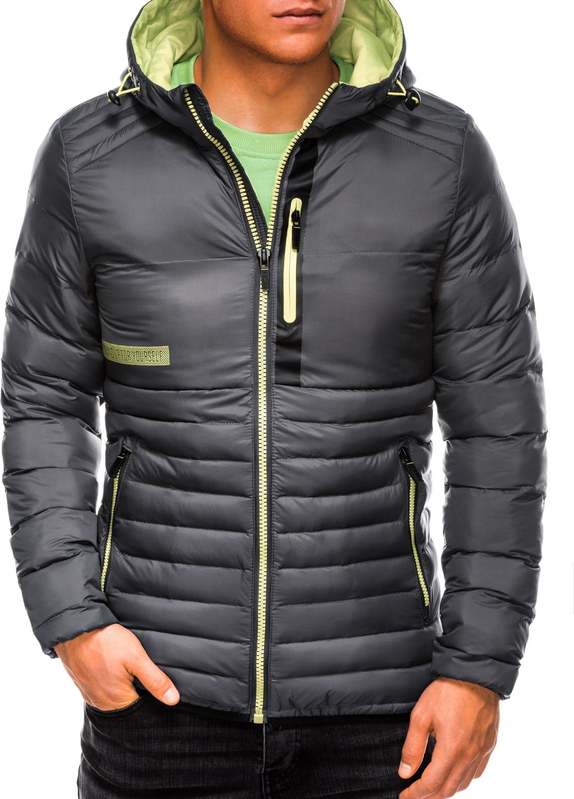 Ombre Kurtka męska jesienna C372 - szara XXL