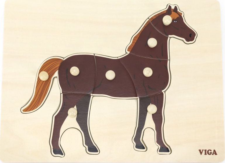 Viga Toys VIGA Drewniane Puzzle Montessori Koń z Pinezkami