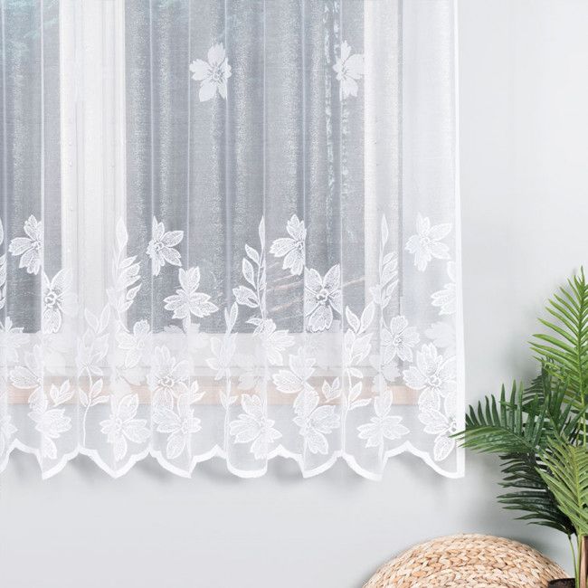 Markizeta Firanka żakardowa z błyskiem pasowa, 180cm, kolor biały 093338