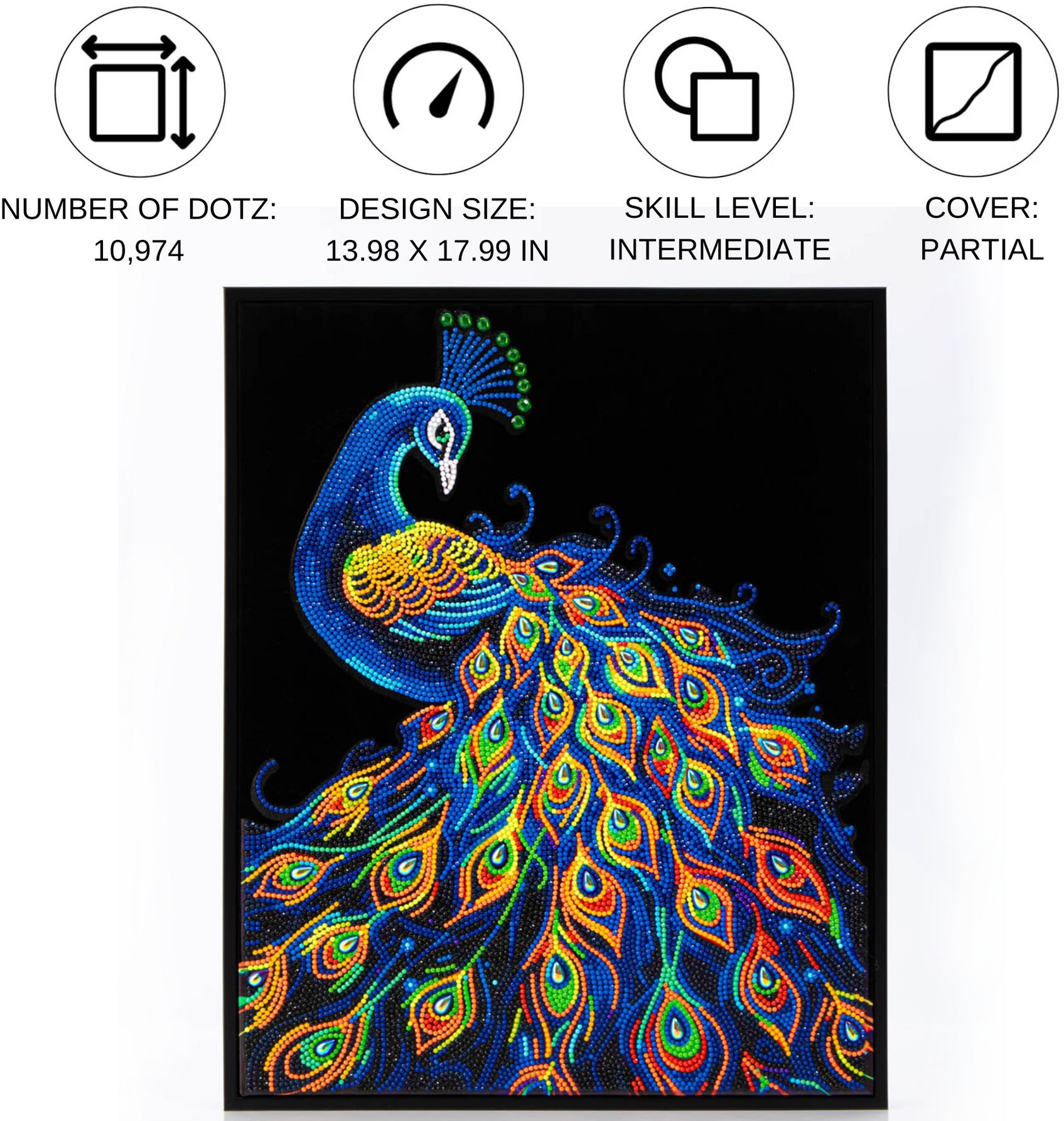 DIAMOND DOTZ ADULTS FLOCKED NEON PEACOCK