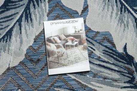 Dywany Łuszczów Dywan Strukturalny BOTANIC 65242 Pióra, zygzak płasko tkany, na balkon, taras - granat, 117x170 cm