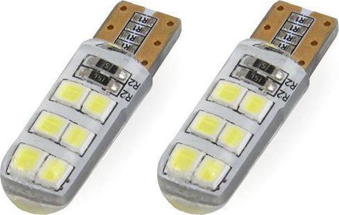 AMiO Żarówki LED STANDARD T10 W5W 12xSMD 2835 12V Silikon