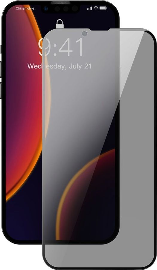 Baseus Baseus 0,23mm Anti Spy Full Screen Glass 2x szkło hartowane do iPhone 13 mini filtr prywatyzujący czarny (SGQP020301)