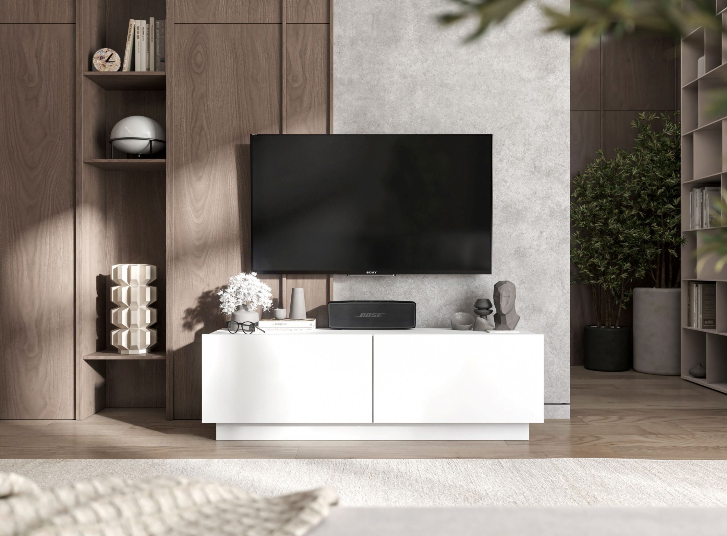 Meble Lindner Szafka RTV komoda Biały MAT 120 cm mała stojąca / wisząca Meble Lindner