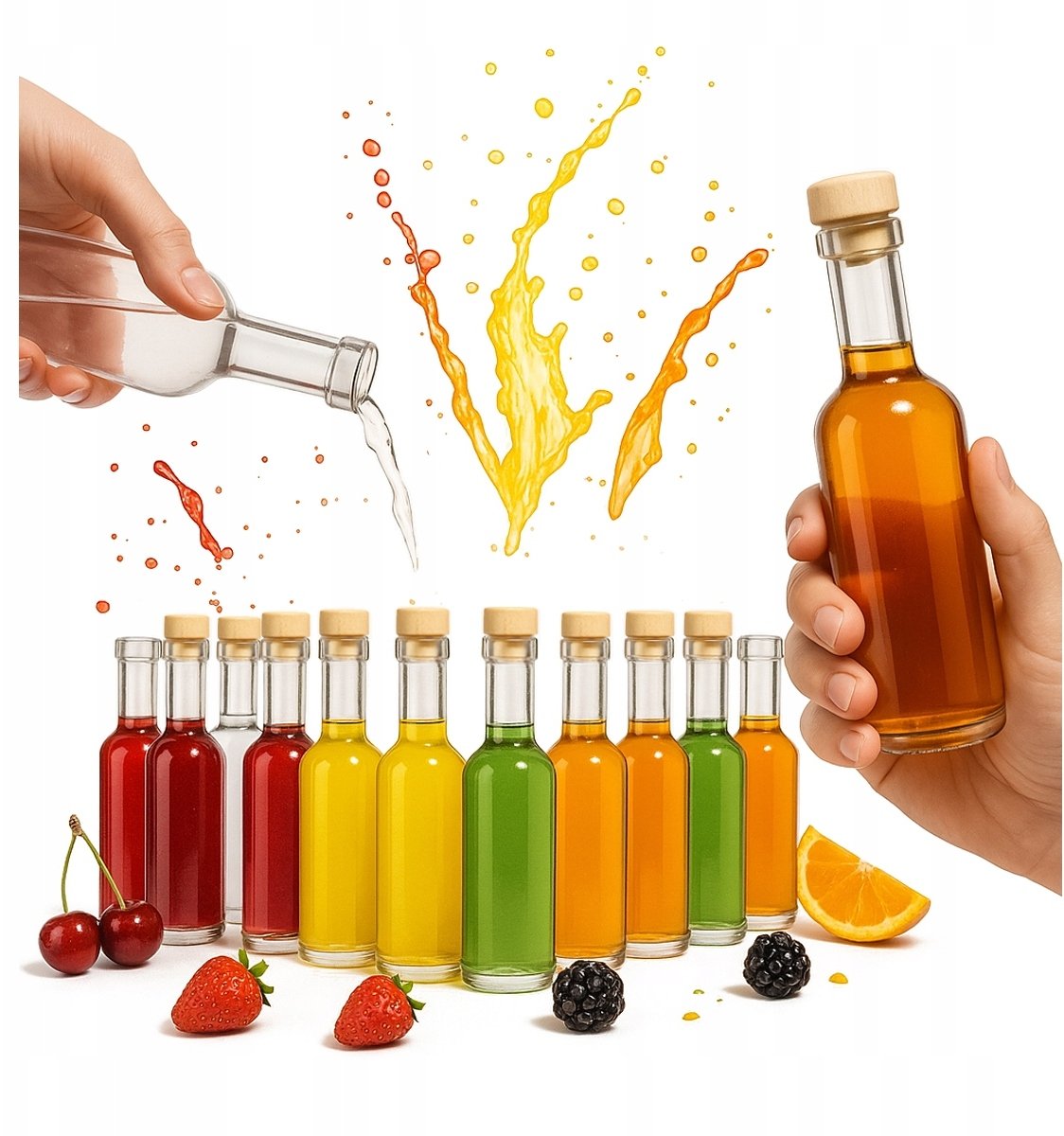 50X Butelki szklane FUTURA 100ml Z KORKIEM nalewka