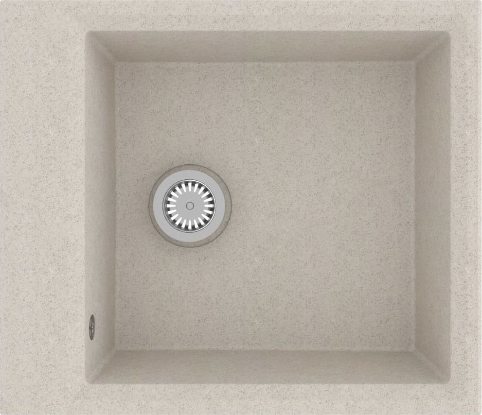 Zlewozmywak vidaXL kuchenny z otworem przelewowym, beżowy, granitowy