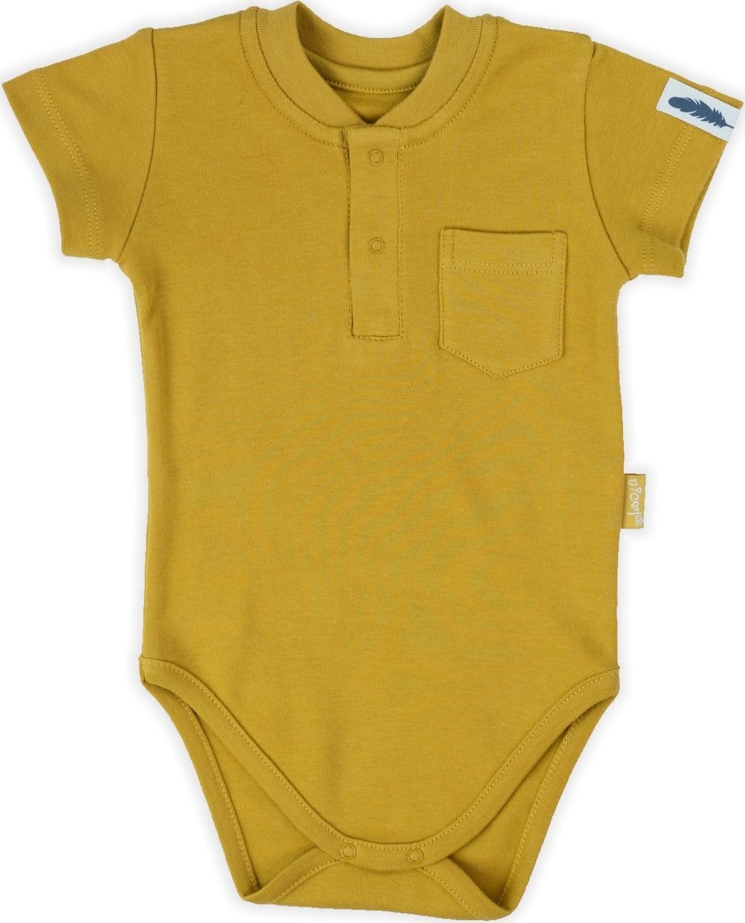 NICOL Body niemowlęce wyprawka polo krótki rękaw musztardowe Indian Nicol 86