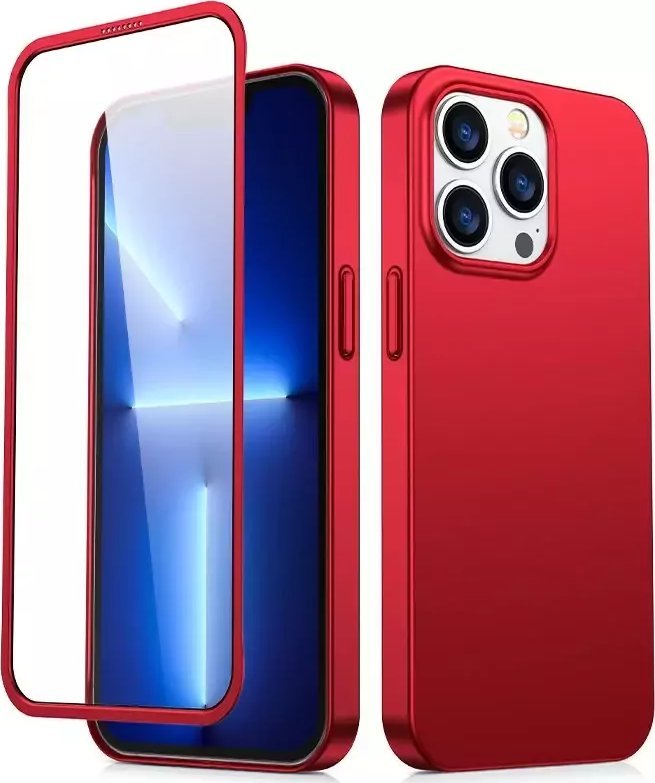 Joyroom Joyroom 360 Full Case etui pokrowiec do iPhone 13 Pro Max obudowa na tył i przód + szkło hartowane czerwony (JR-BP928 red)