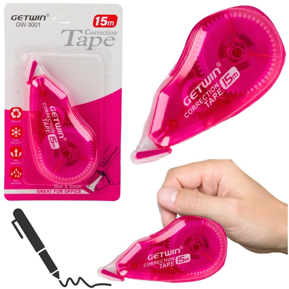Korektor W Taśmie Myszka Szkolny Biurowy 15m x 5mm Różowy