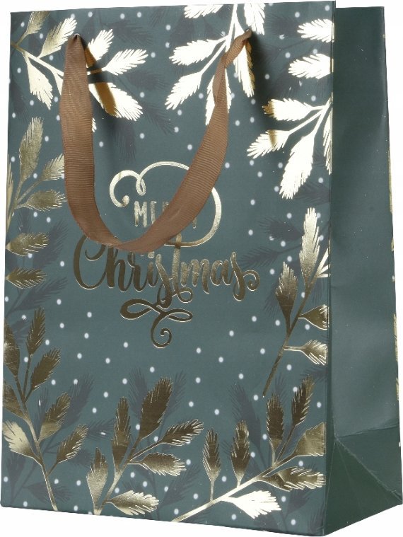 Kaemingk Świąteczna torba prezentowa 8x18x24cm Zielono-złota