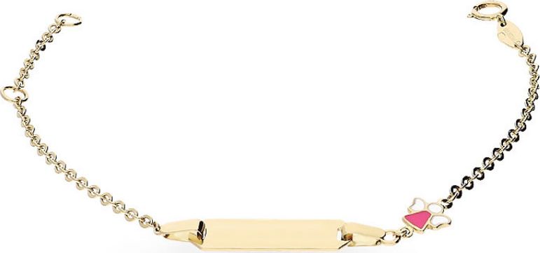 Lovrin ZŁOTA BRANSOLETKA 585 DZIECIĘCA ANIOŁEK Z BLASZKĄ