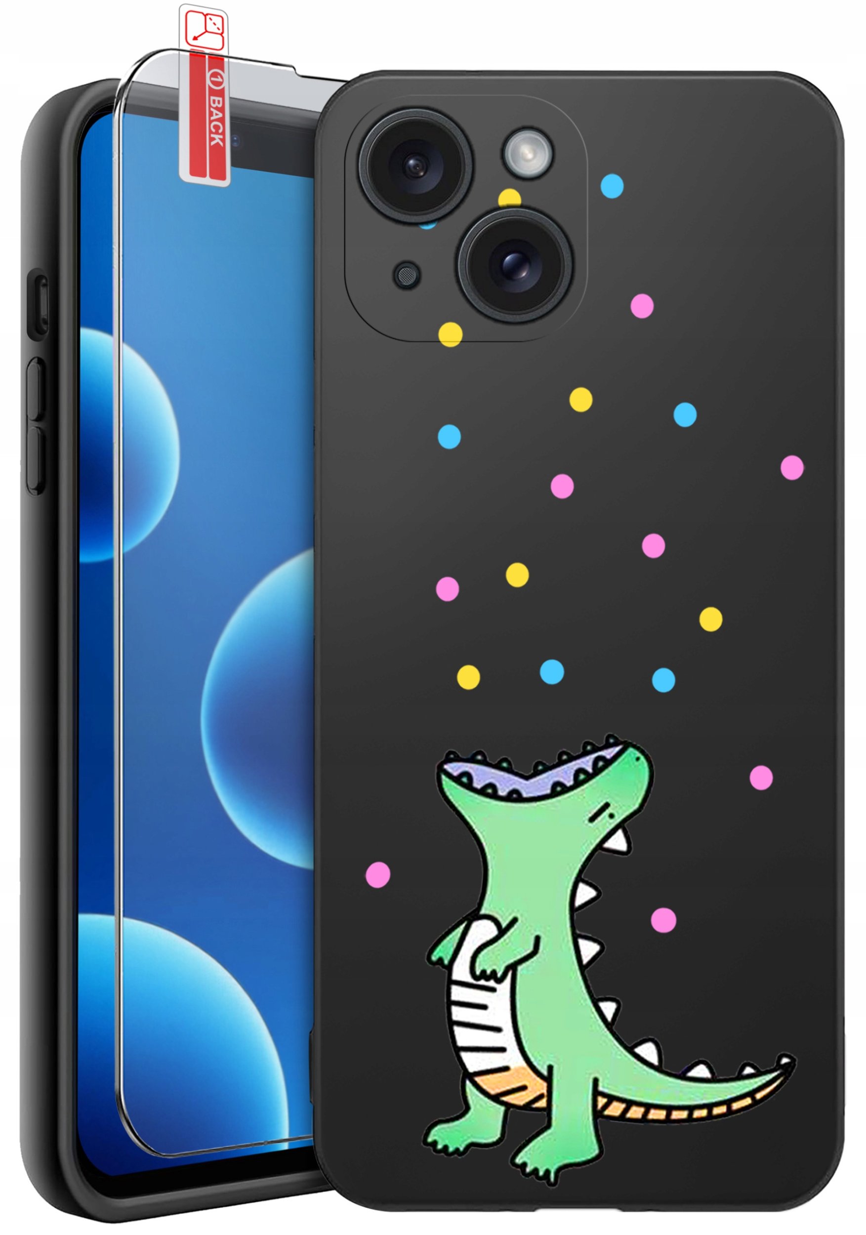 ETUI do iPhone 13 | 14 | WZORY | SILIKONOWE MATT CASE + SZKŁO 9H