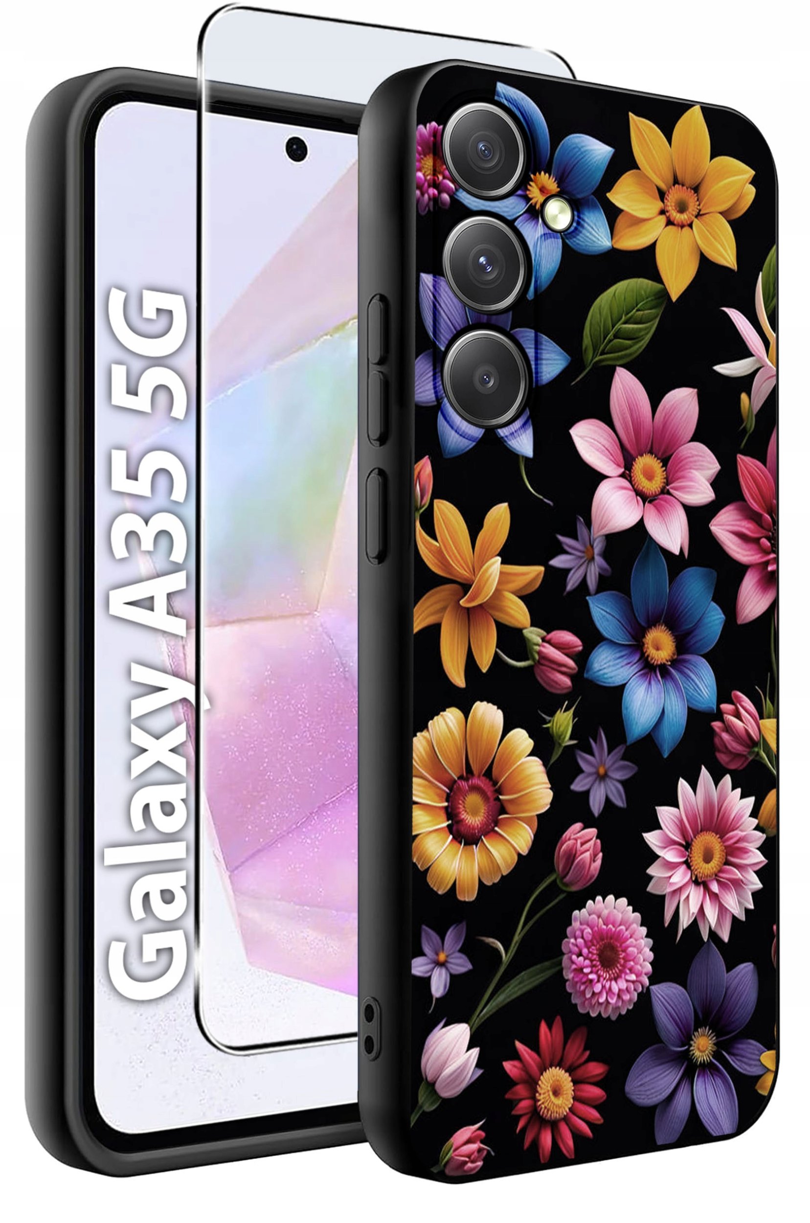 ETUI do Samsung A35 5G WZORY | SILIKONOWE MATT CASE + SZKŁO HARTOWANE 9H