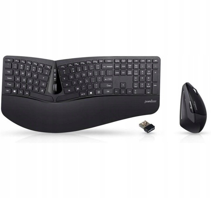 Klawiatura + mysz Perixx Perixx PERIDUO-606A DE, 3-in-1 keyboard and mouse set, wireless, ergon., black