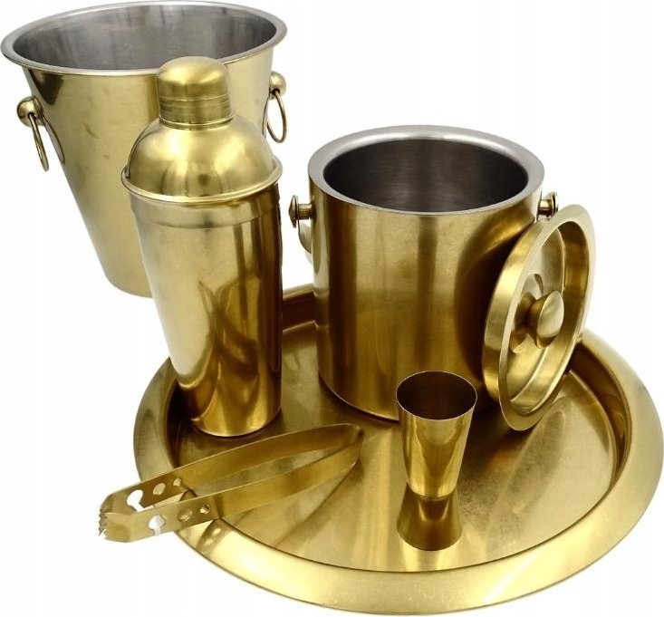 Ekskluzywny zestaw barmański 6 elementów złoty VG