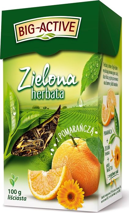 Big Active HERBATA ZIELONA Z POMARAŃCZĄ LIŚĆ BIG-ACTIVE 100G 17453044