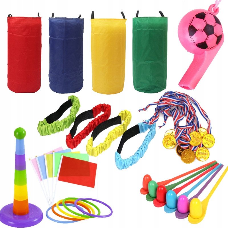 ZESTAW Gry i ZABAWY na DWÓR URODZINY SZKOŁY IMPREZĘ dla DZIECI 32 elementy